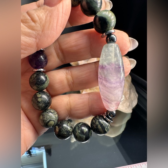 KAMBABA + FLUORITE NATURAL STONES BRACELET size 7.5” - Picture 9 of 11